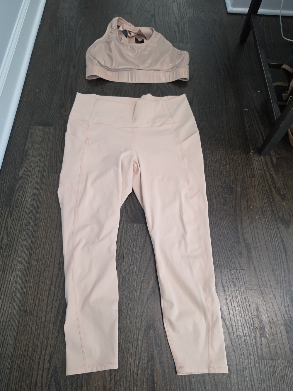 Fabletics Soft Peach Blush High-Waist Leggings with Side Pockets